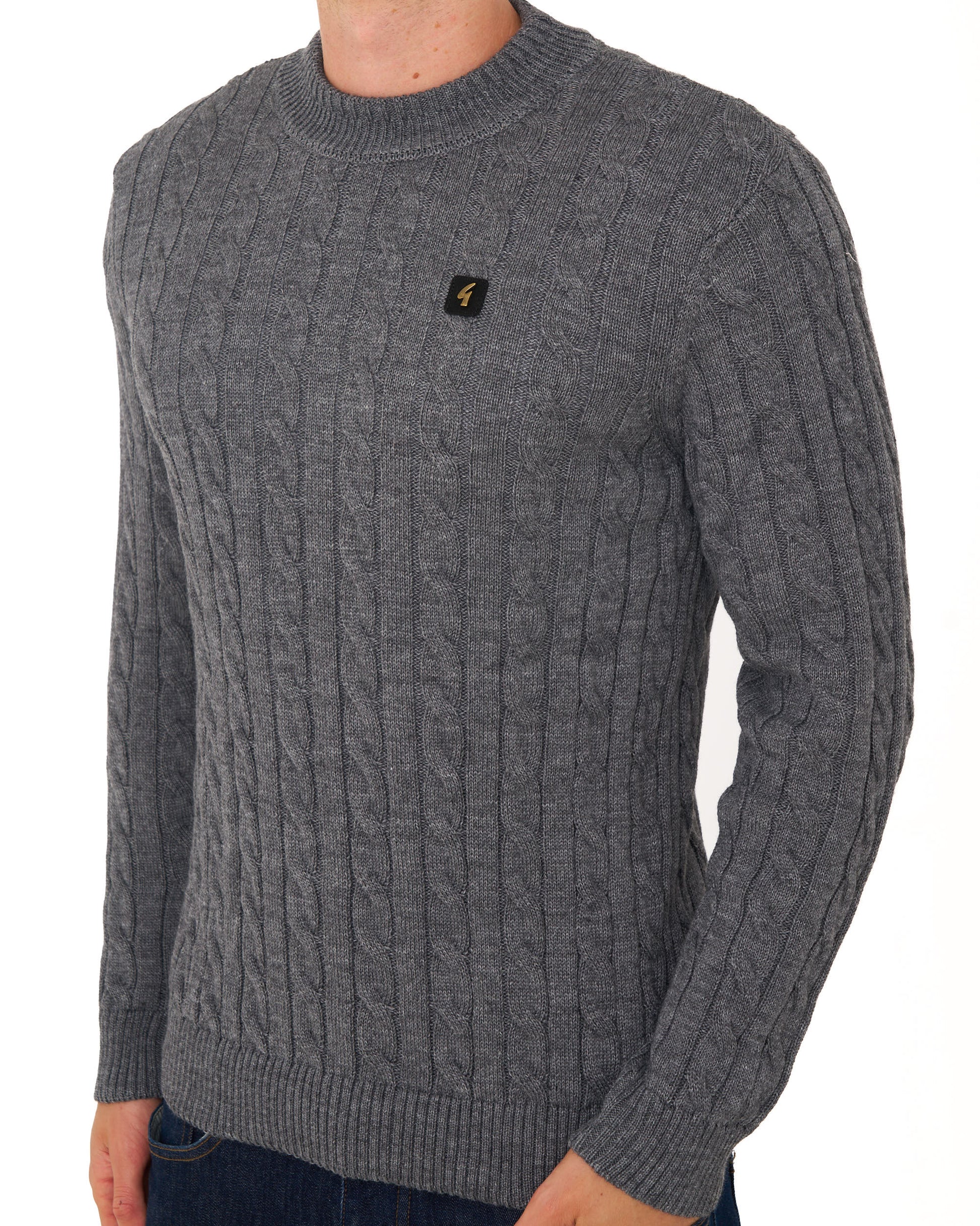 Gabicci Vintage Temor Cable Knit Jumper Charcoal Grey