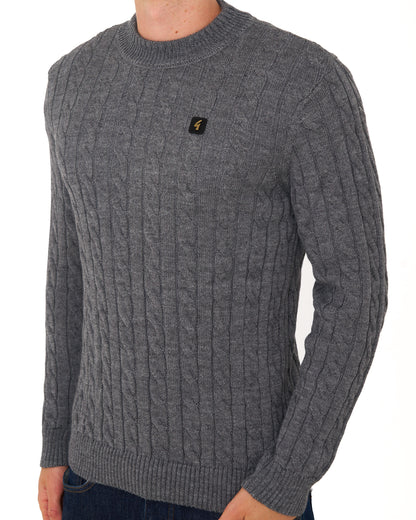 Gabicci Vintage Temor Cable Knit Jumper Charcoal Grey
