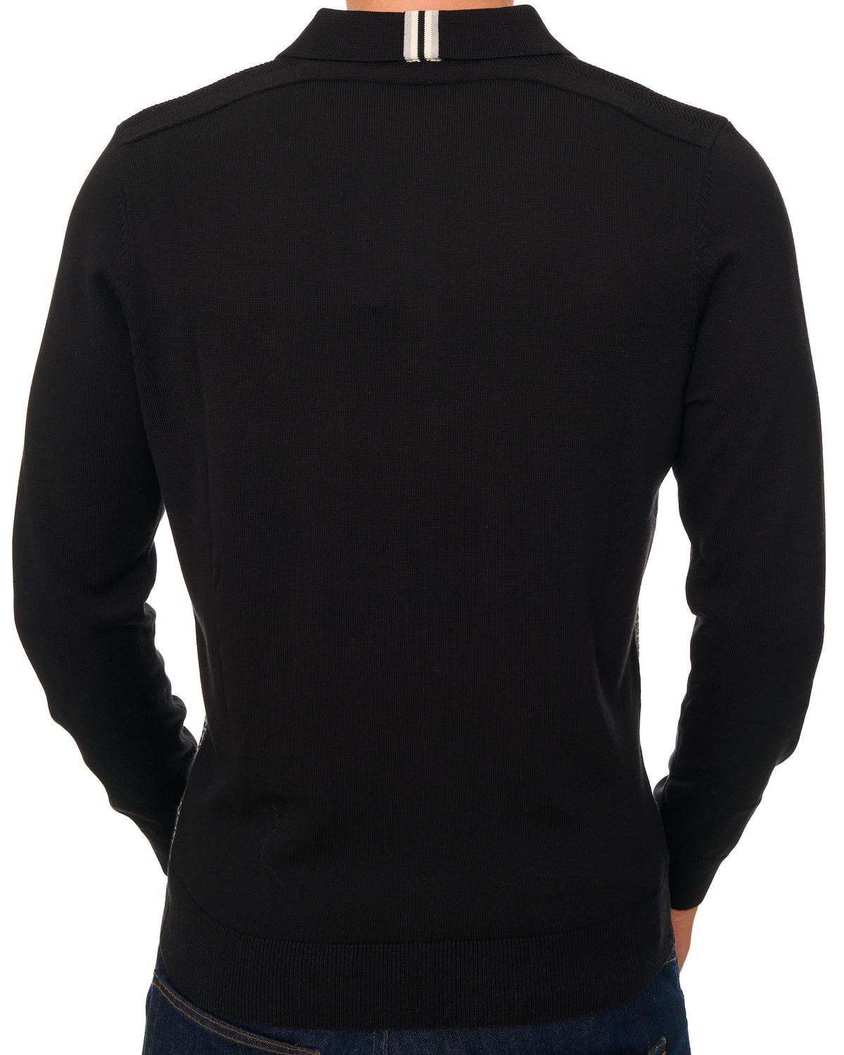Gabicci Vintage Weaver LS Strickpolo Schwarz