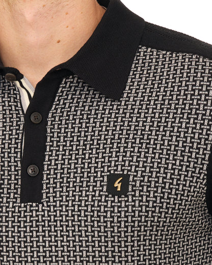 Gabicci Vintage Weaver LS Strickpolo Schwarz