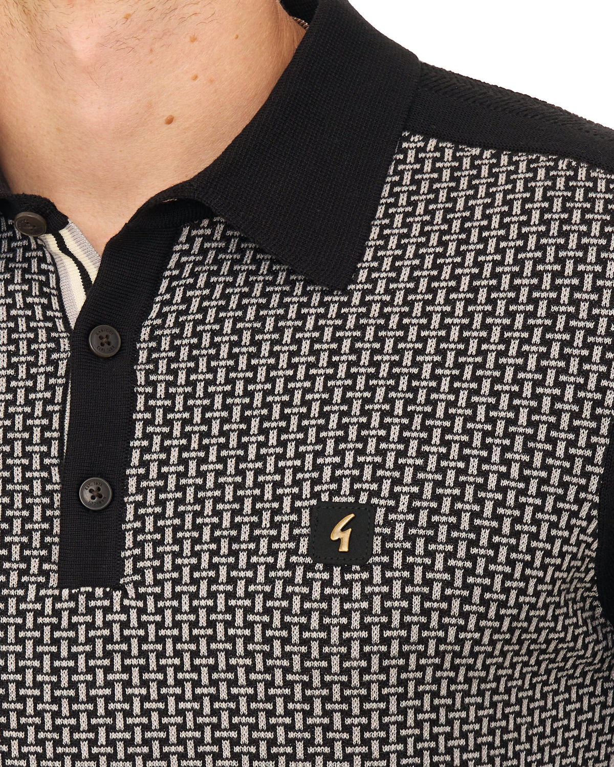 Gabicci Vintage Weaver Poloshirt Schwarz