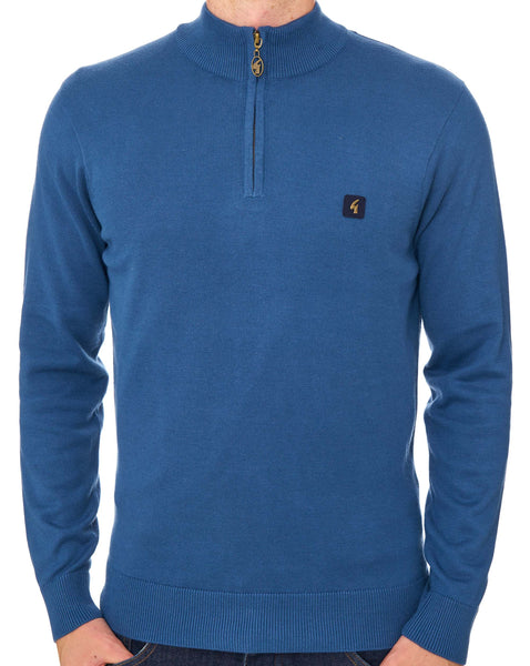 Gabicci Vintage Naxton 1/4 Zip Knit Airforce Blue