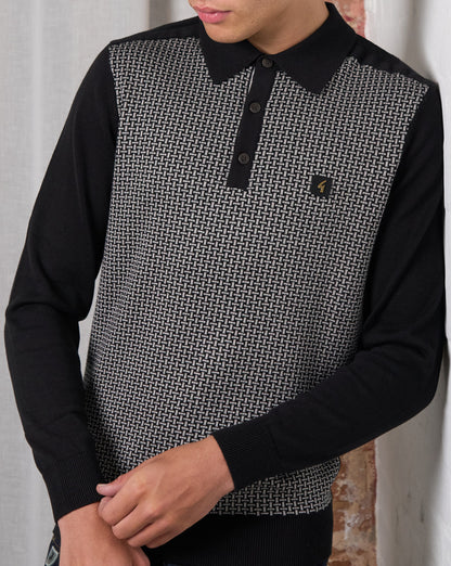 Gabicci Vintage Weaver Poloshirt Schwarz
