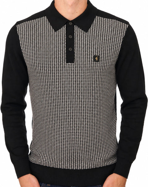Gabicci Vintage Weaver Poloshirt Schwarz