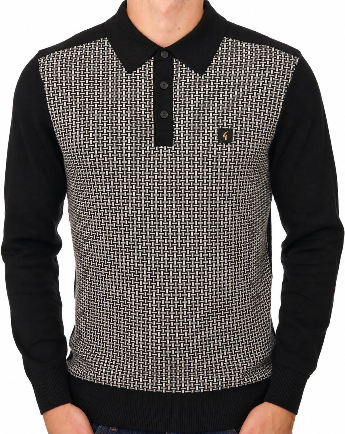 Gabicci Vintage Weaver Poloshirt Schwarz