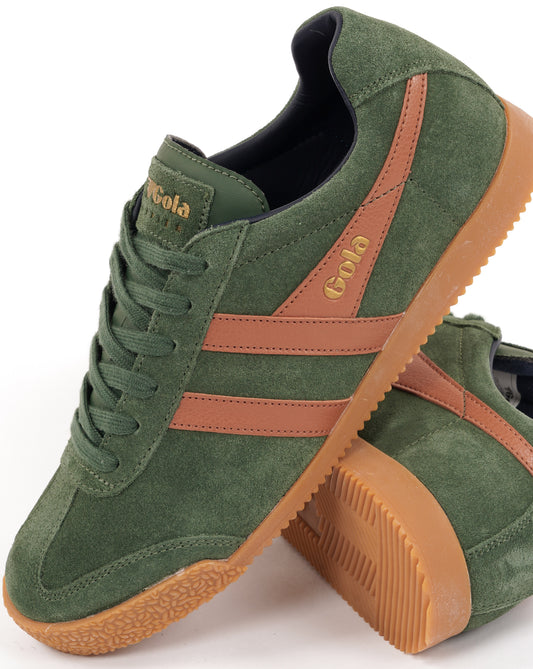 Gola Gola Harrier Suede Trainers Evergreen/Moody Orange/Navy