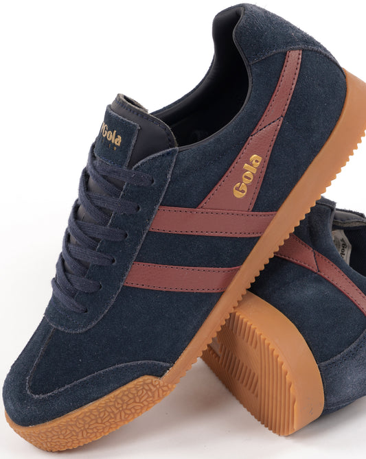 Gola Gola Harrier Suede Trainers Navy/Red/Ochre