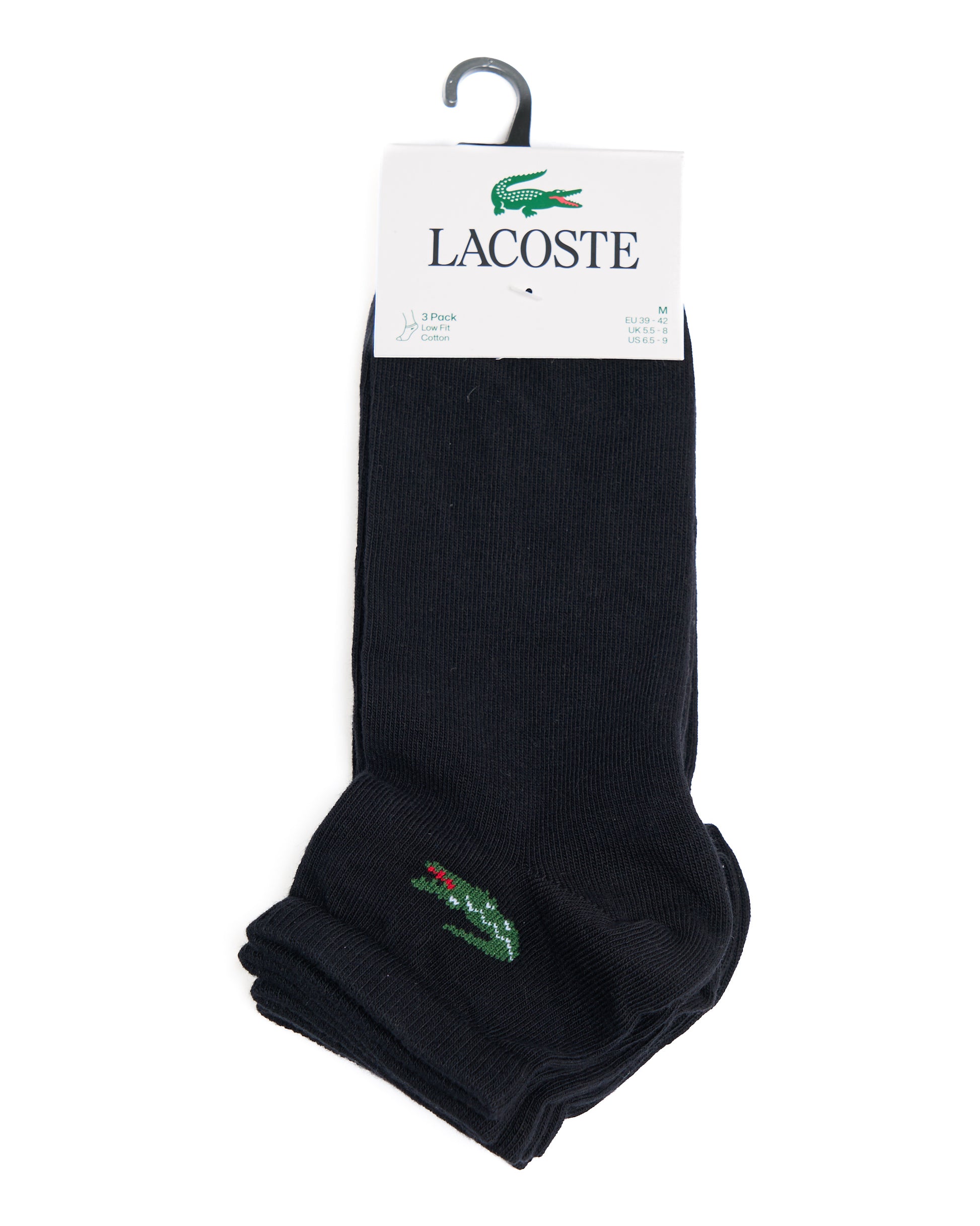 Lacoste 3 Pack Ankle Socks Black