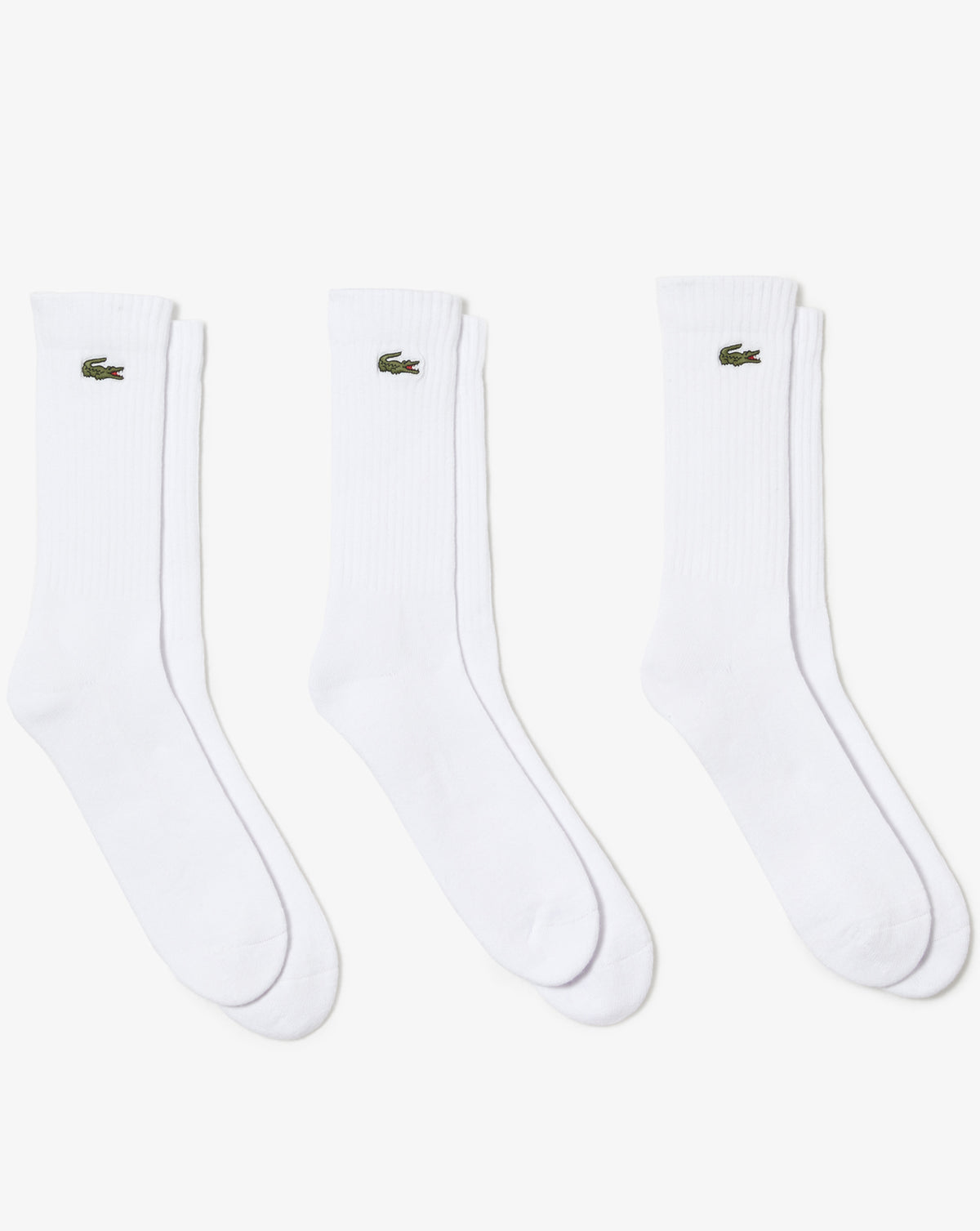 Lacoste 3 Pack Long Ribbed Socks White