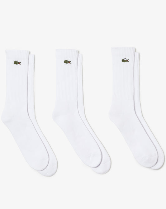 Lacoste Lacoste 3 Pack Long Ribbed Socks White
