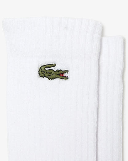 Lacoste 3 Pack Long Ribbed Socks White