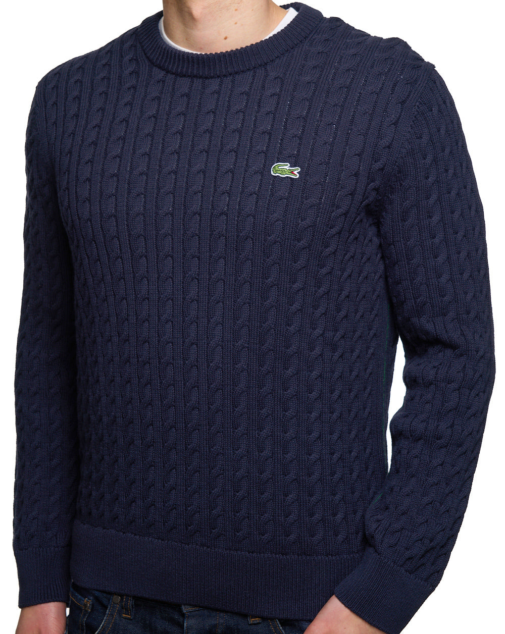 Lacoste Zopfstrickpullover Marineblau
