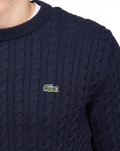 Lacoste Zopfstrickpullover Marineblau