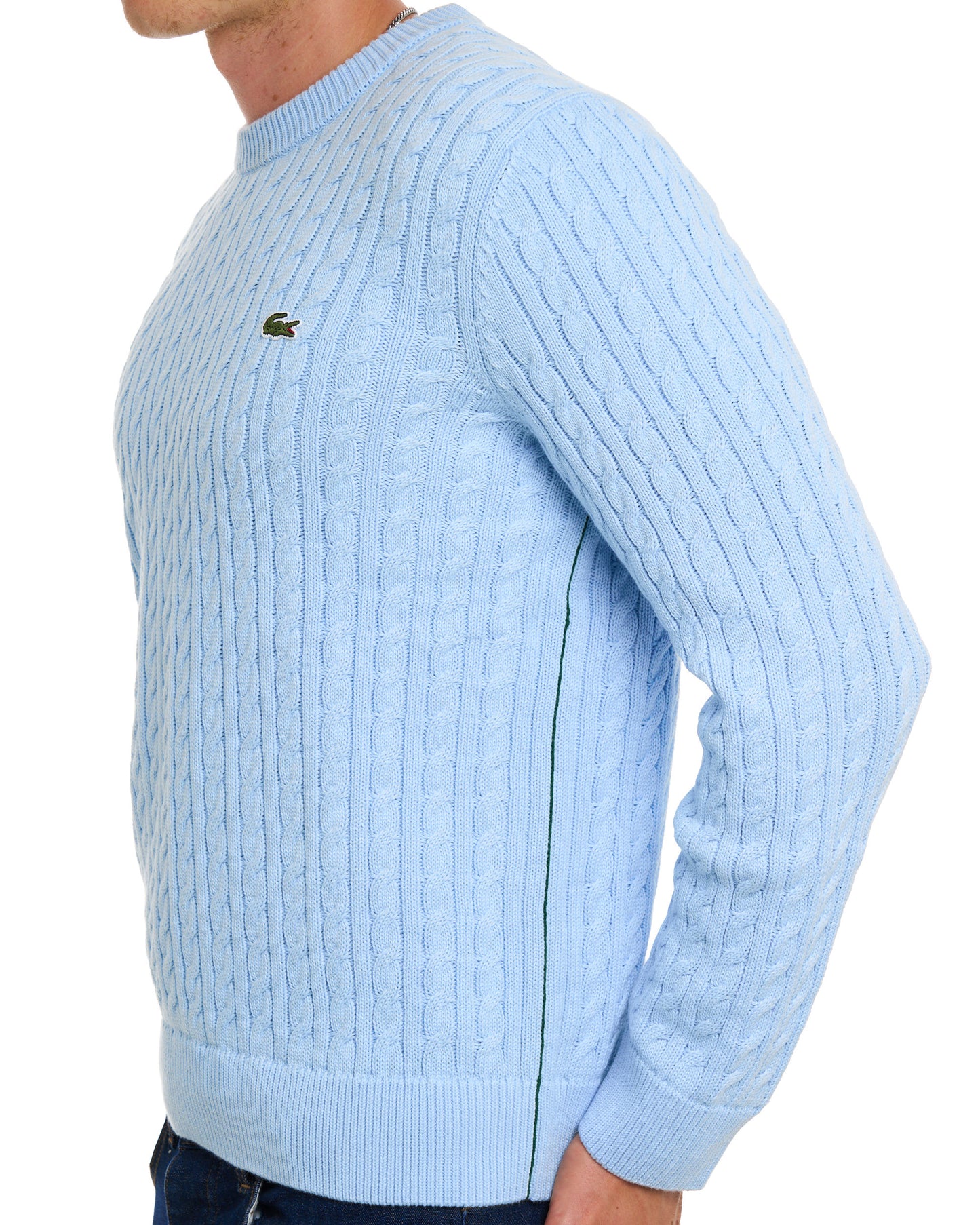 Lacoste Cable Knit Jumper Sky Blue