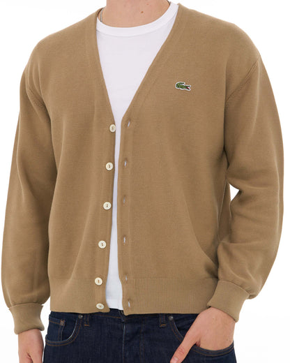 Lacoste Cotton Knit Cardigan Camel