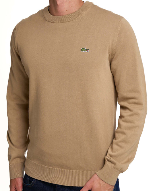 Lacoste Lacoste Crew Neck Knit Jumper Camel