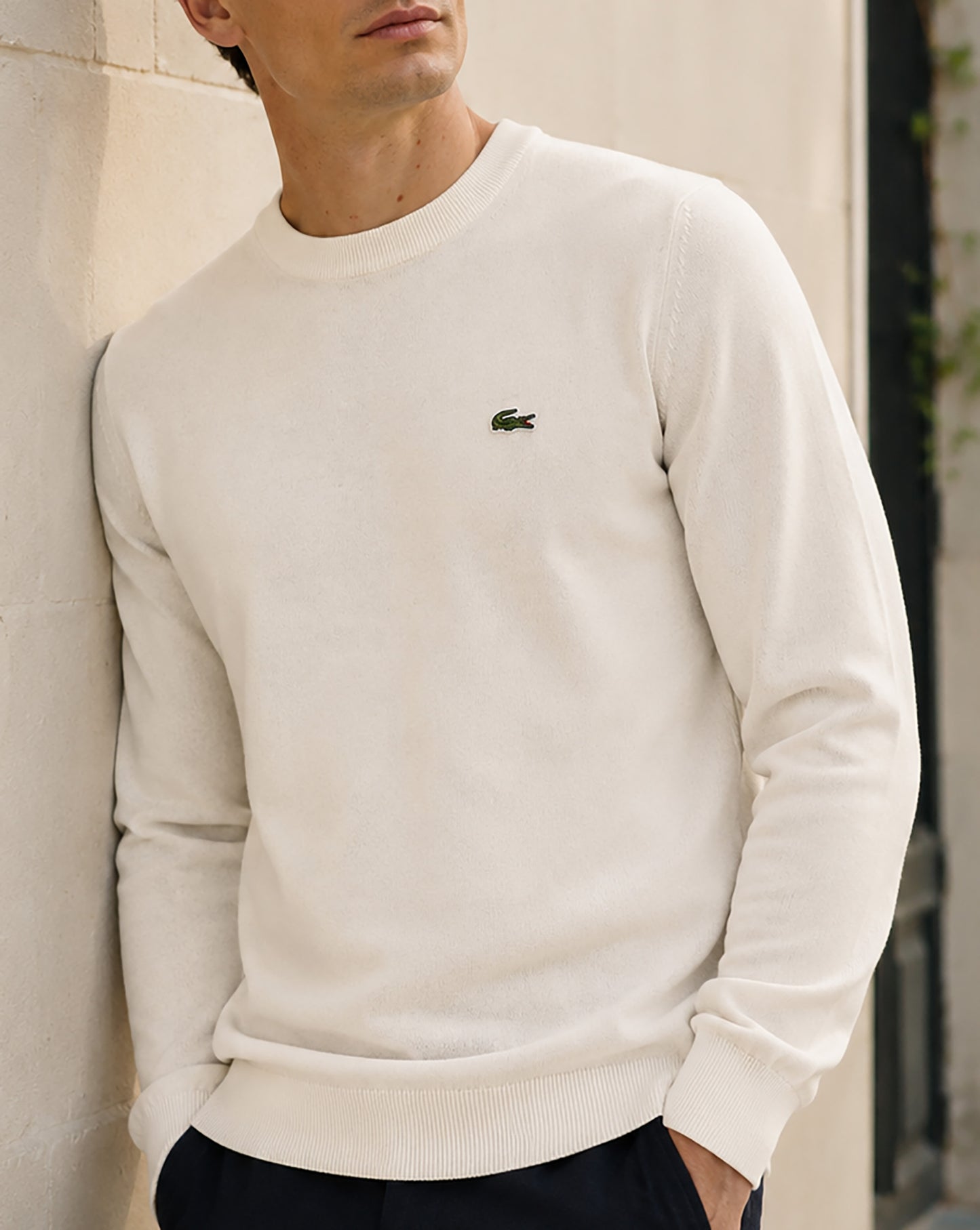 Lacoste Rundhals-Strickpullover Mehl
