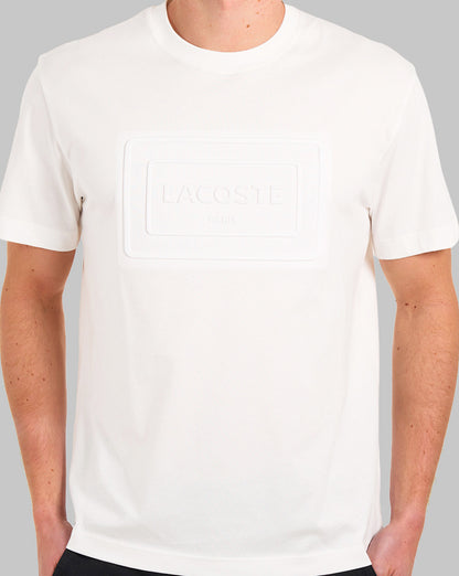 Lacoste T-Shirt mit geprägtem Logo, Farbe: Mehl