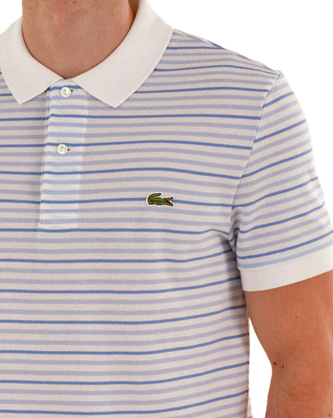 Lacoste Poloshirt mit feinen Streifen, Blau/Cremeweiß