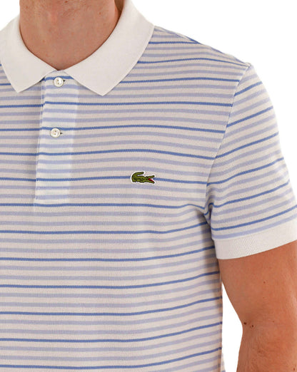 Lacoste Poloshirt mit feinen Streifen, Blau/Cremeweiß