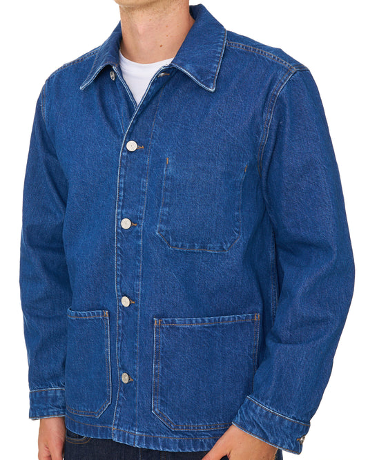 Lacoste Lacoste Heavy Cotton Denim Overshirt Washed Deep Medium