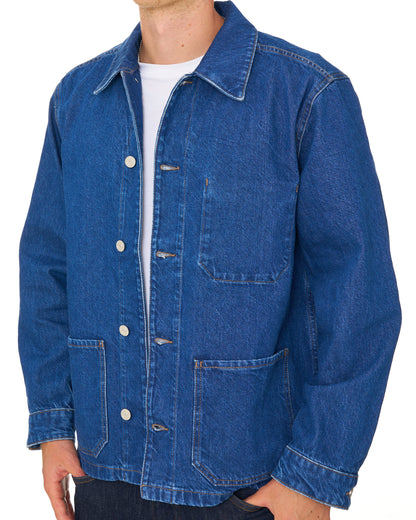 Lacoste Heavy Cotton Denim Overshirt Washed Deep Medium