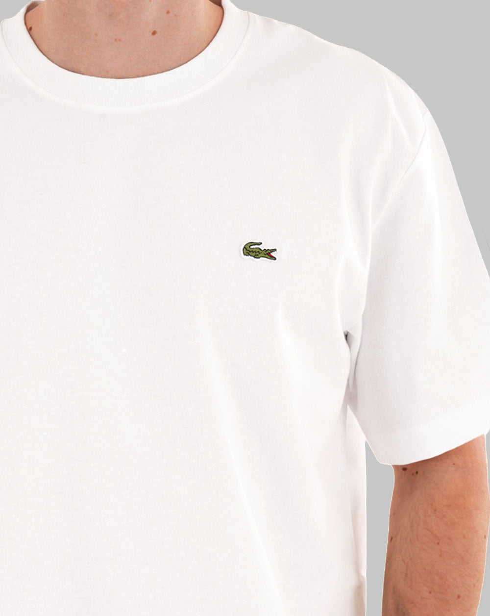 Lacoste T-Shirt aus schwerem Baumwolljersey, Weiß