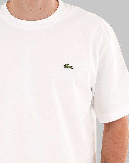 Lacoste T-Shirt aus schwerem Baumwolljersey, Weiß
