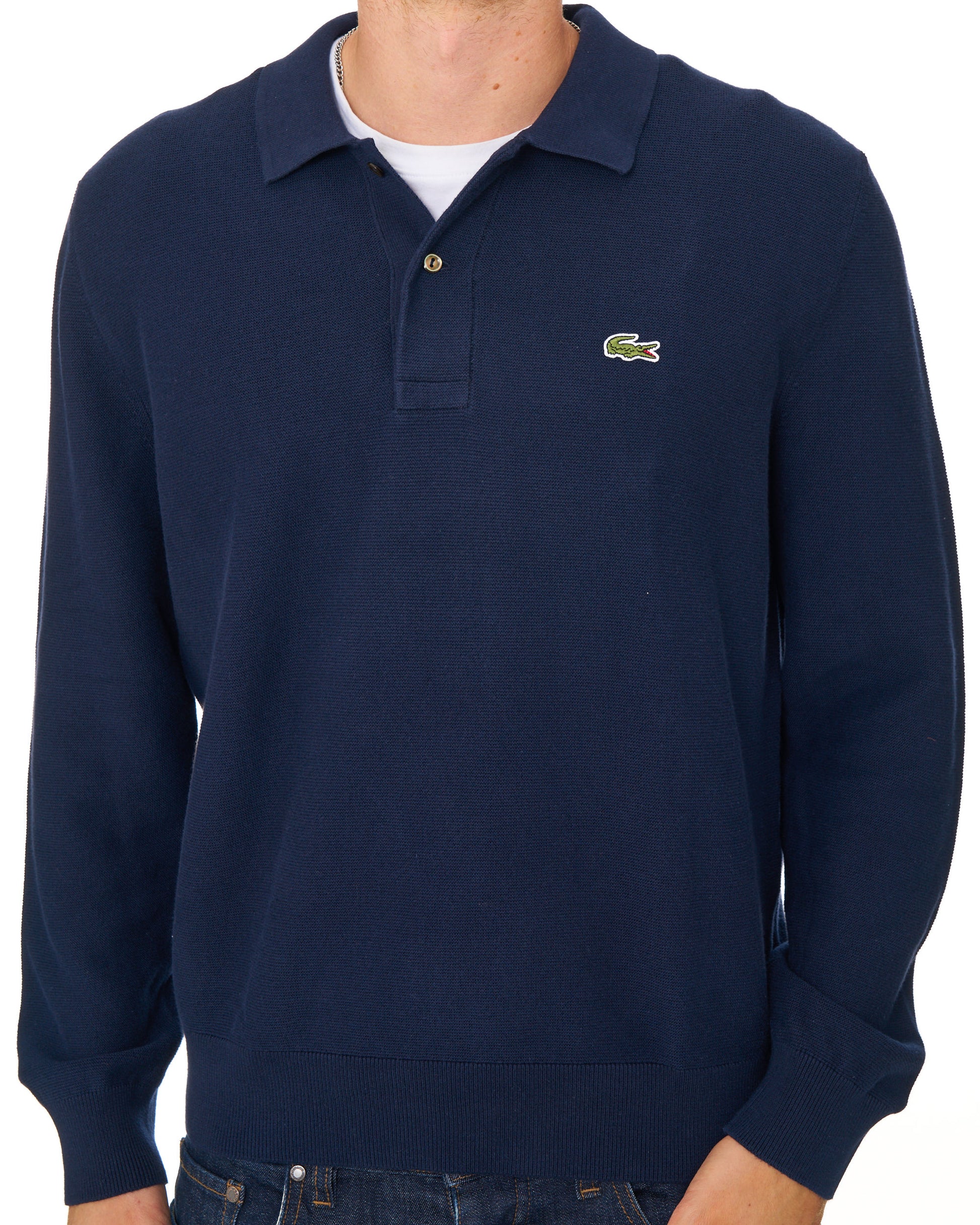 Lacoste Knitted Long Sleeve Polo Shirt Navy