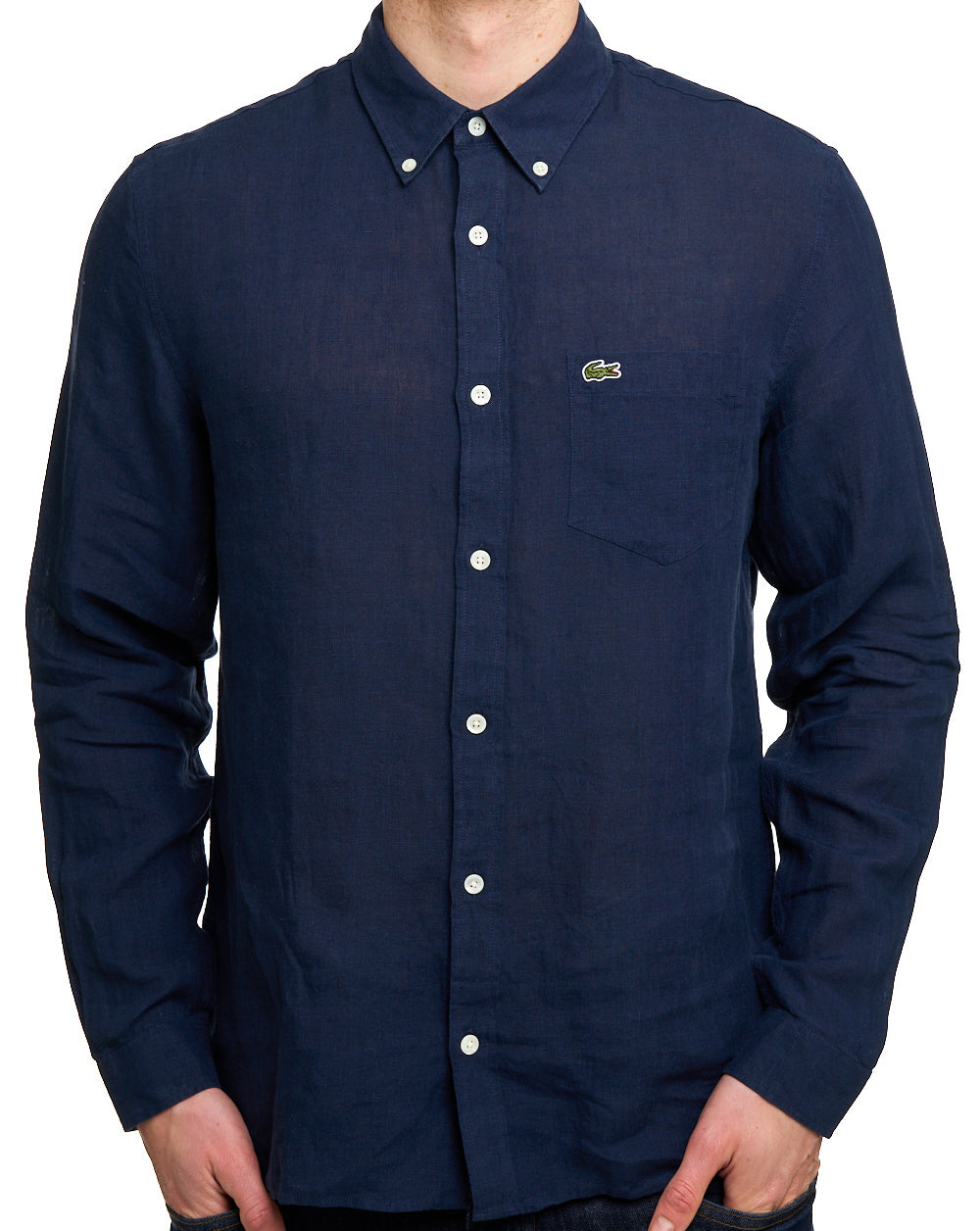 Lacoste Long Sleeve Linen Shirt Navy