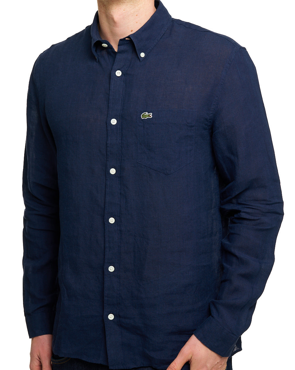 Lacoste Long Sleeve Linen Shirt Navy