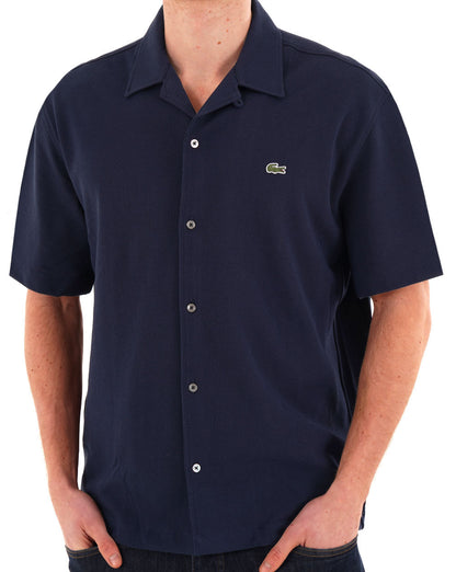 Lacoste Piqué-Baumwoll-Poloshirt mit kurzen Ärmeln, Marineblau