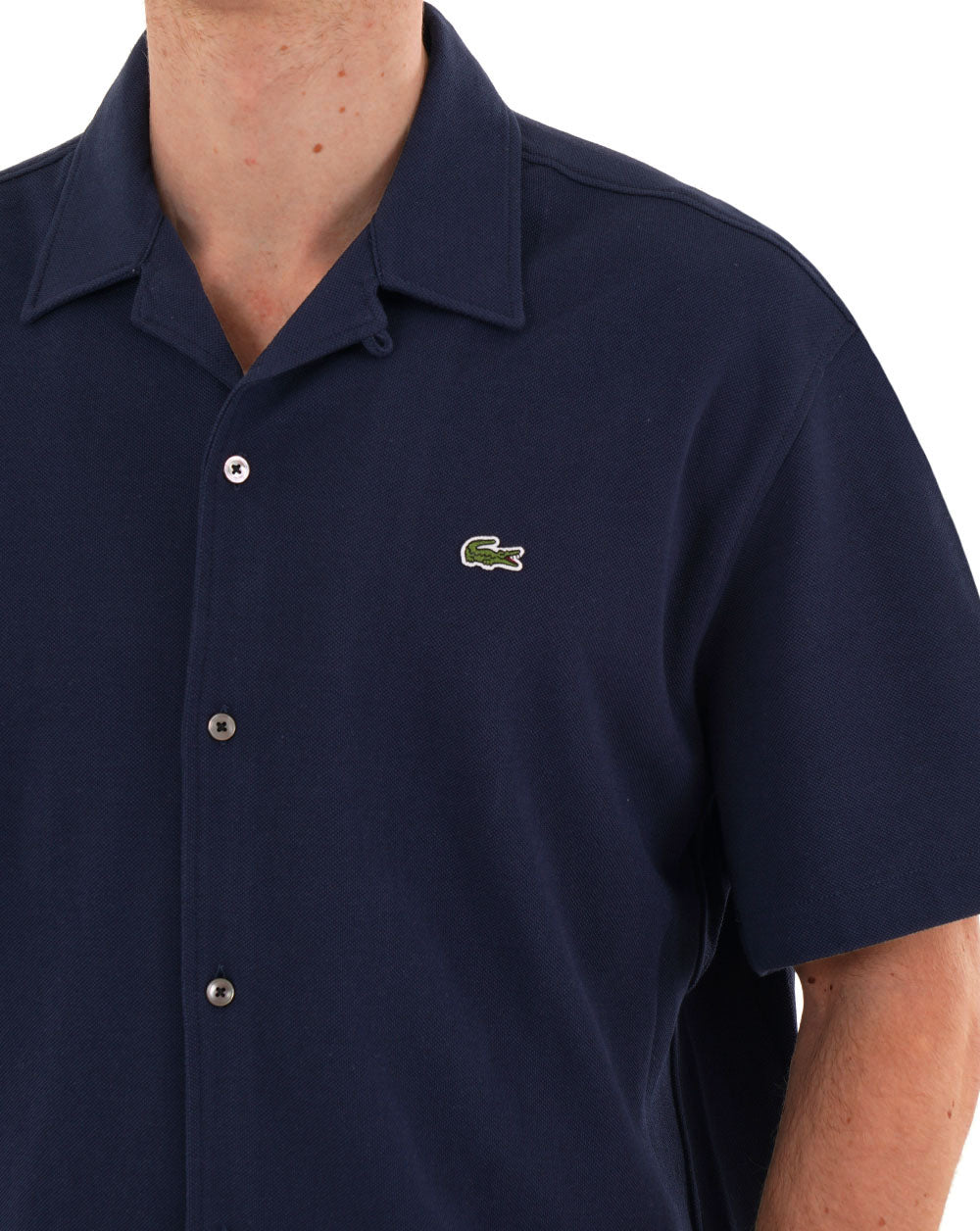 Lacoste Piqué-Baumwoll-Poloshirt mit kurzen Ärmeln, Marineblau