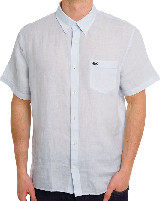 Lacoste Lacoste Short Sleeve Linen Shirt Light Blue