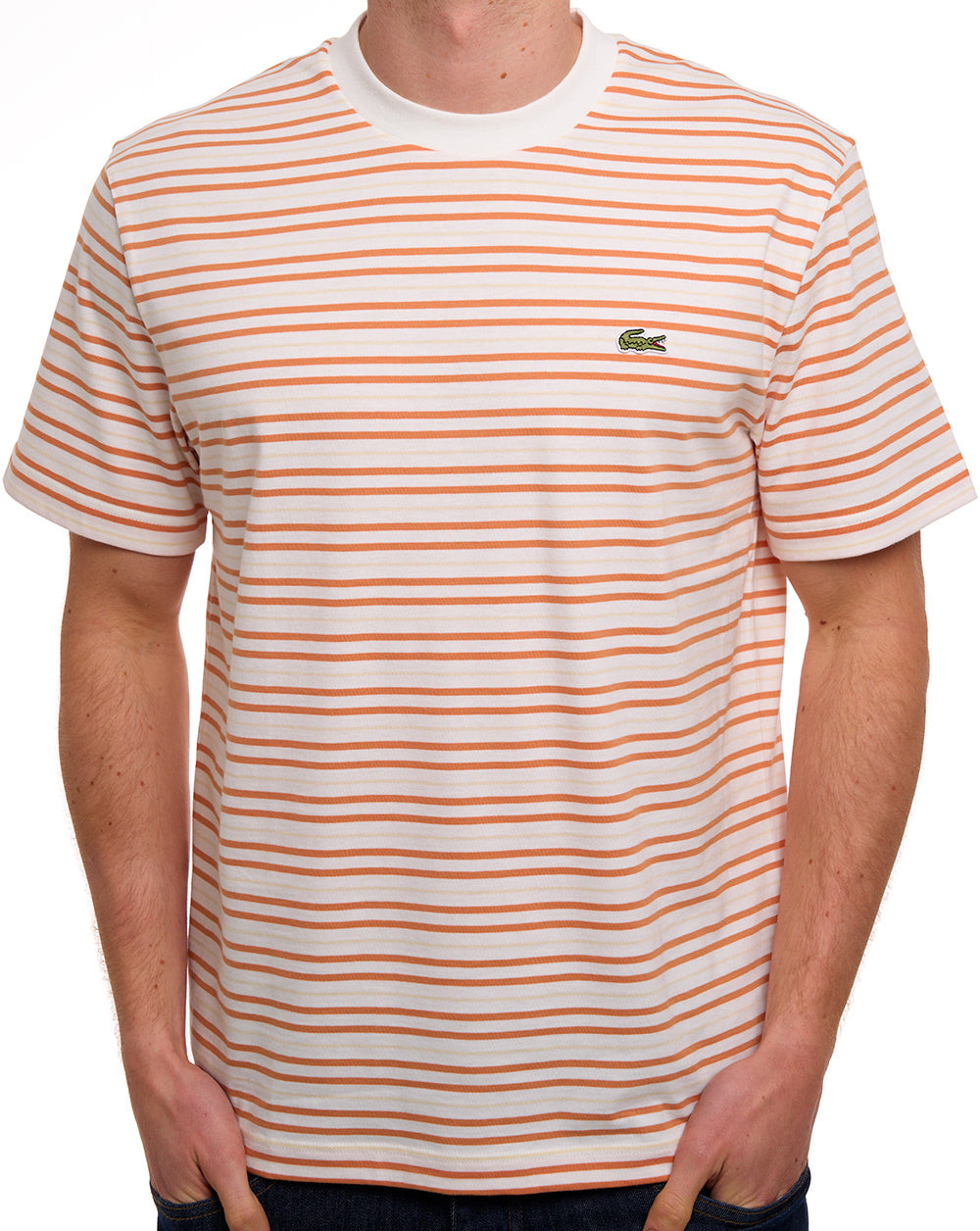 Lacoste Streifen-T-Shirt Blüte/Mehl
