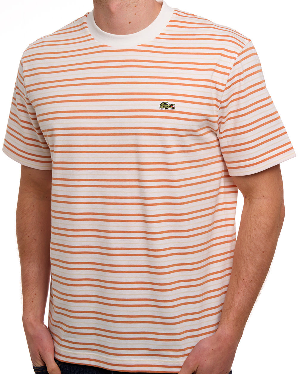 Lacoste Streifen-T-Shirt Blüte/Mehl
