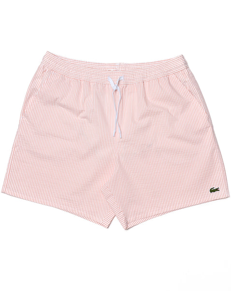 Lacoste Textured Striped Swim Shorts White/Peach