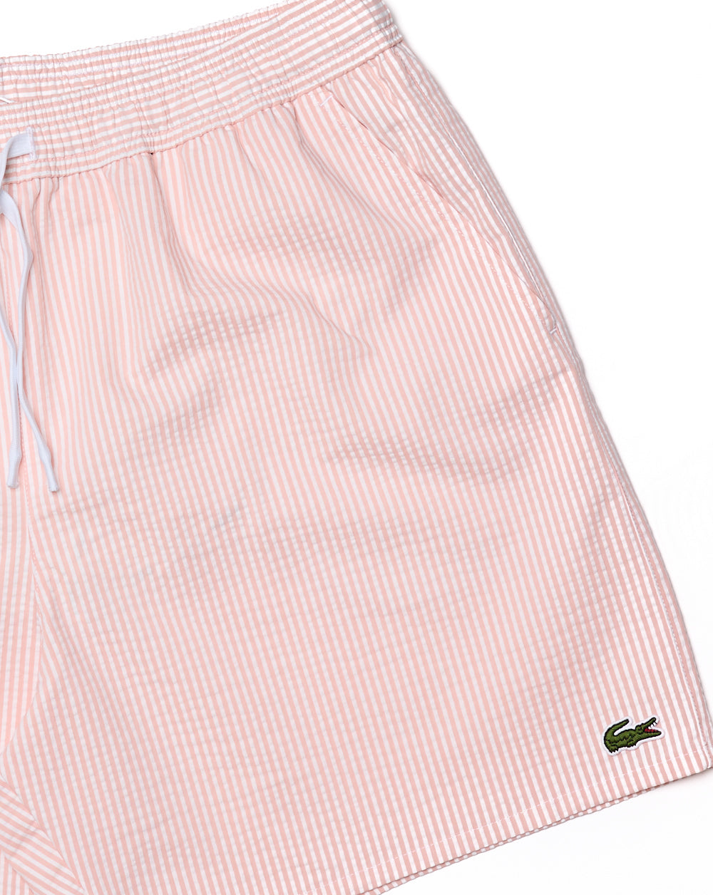 Lacoste Textured Striped Swim Shorts White/Peach