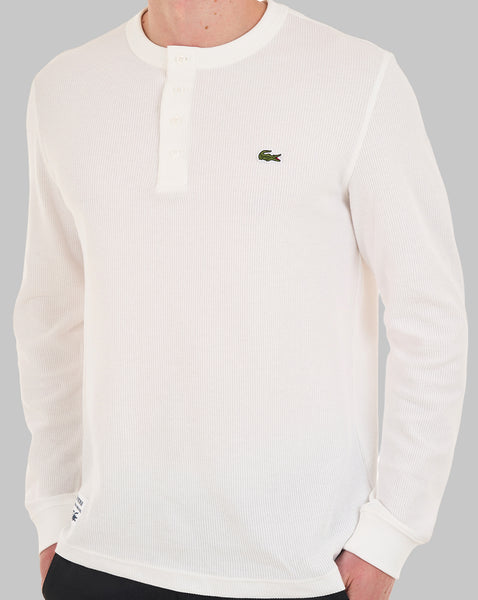 Lacoste Waffelstrick-Henley-T-Shirt Mehl