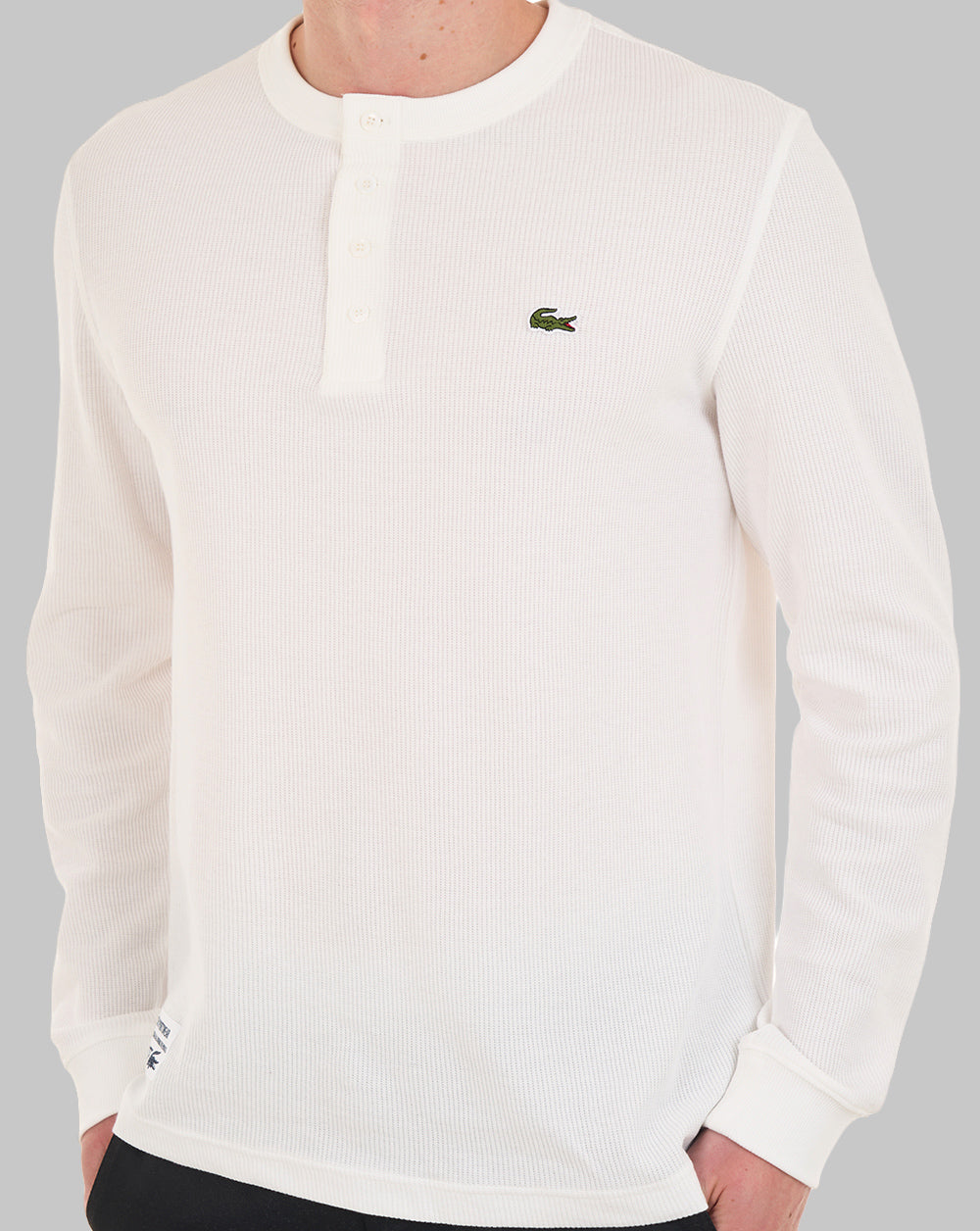 Lacoste Waffelstrick-Henley-T-Shirt Mehl