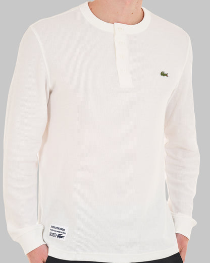 Lacoste Waffelstrick-Henley-T-Shirt Mehl