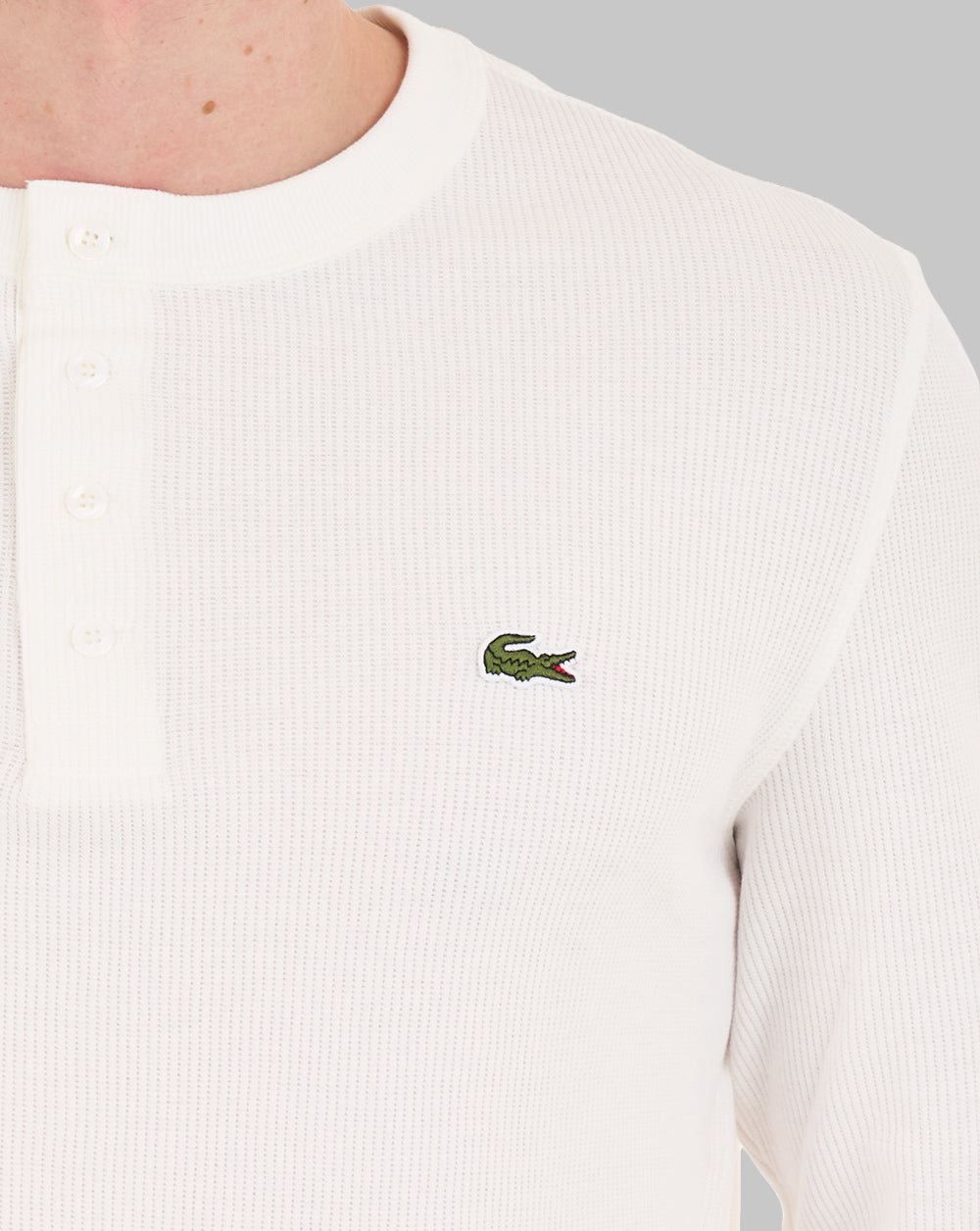 Lacoste Waffelstrick-Henley-T-Shirt Mehl