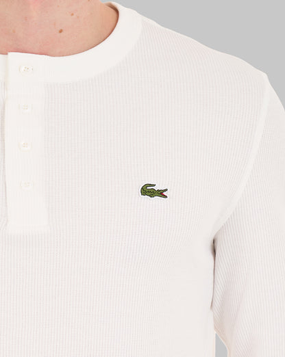 Lacoste Waffelstrick-Henley-T-Shirt Mehl