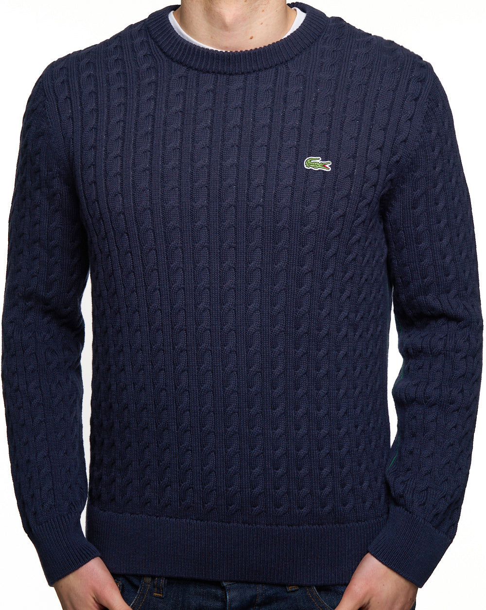 Lacoste Zopfstrickpullover Marineblau
