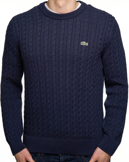 Lacoste Zopfstrickpullover Marineblau