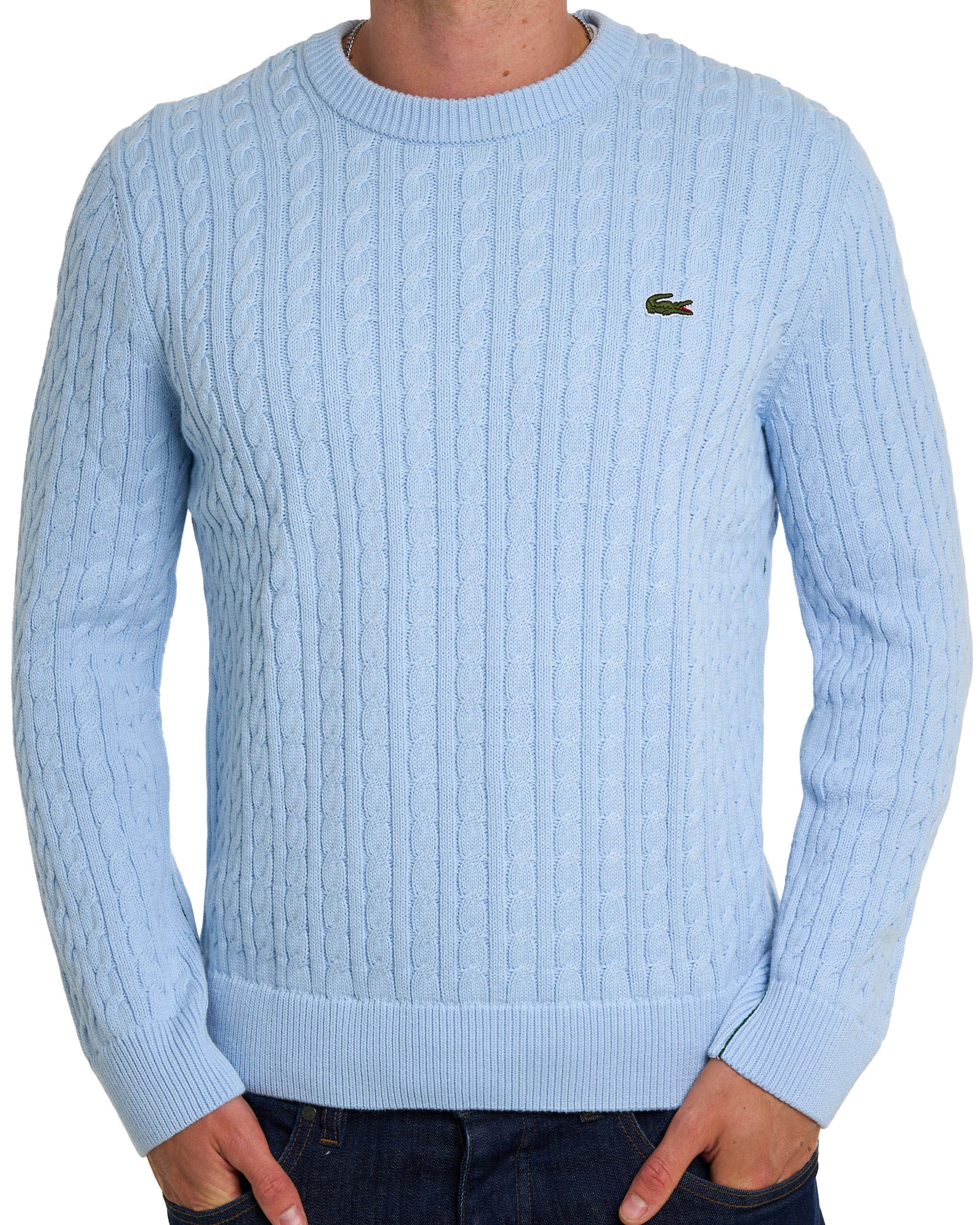 Lacoste Cable Knit Jumper Sky Blue