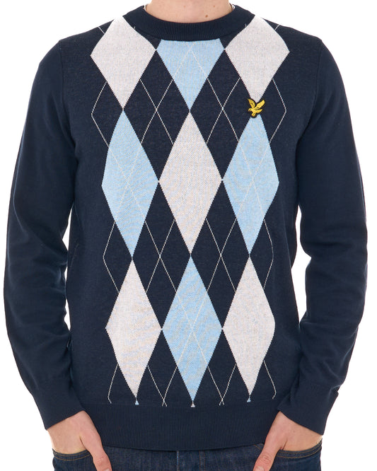 Lyle And Scott Lyle & Scott Archive Argyle Crew Knit Navy