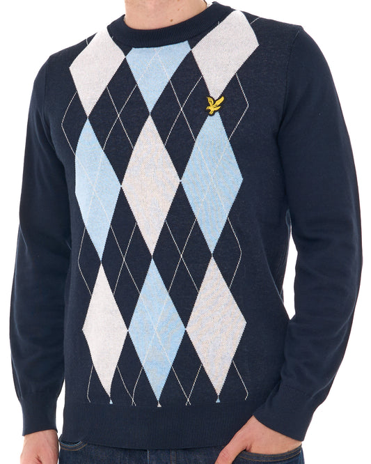 Lyle And Scott Lyle & Scott Argyle Knitted Crew Neck Jumper Navy
