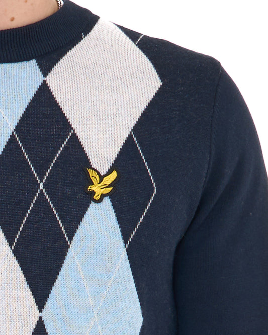 Lyle And Scott Lyle & Scott Argyle Knitted Crew Neck Jumper Navy