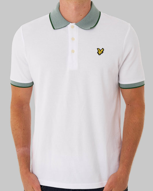 Lyle And Scott Lyle & Scott Birdseye Collar Polo Shirt White/Clover Green